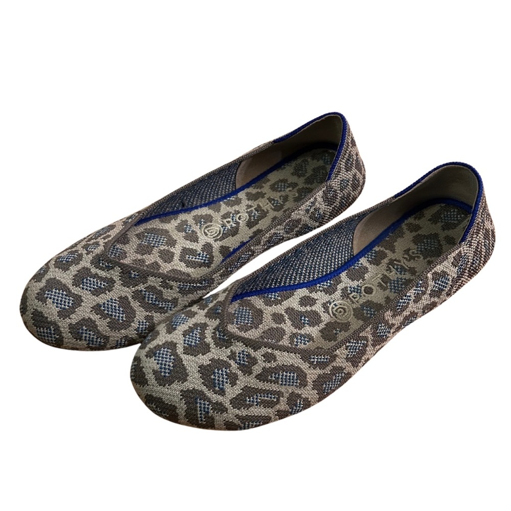 Rothy's Leopard Print Flats with Blue Trim